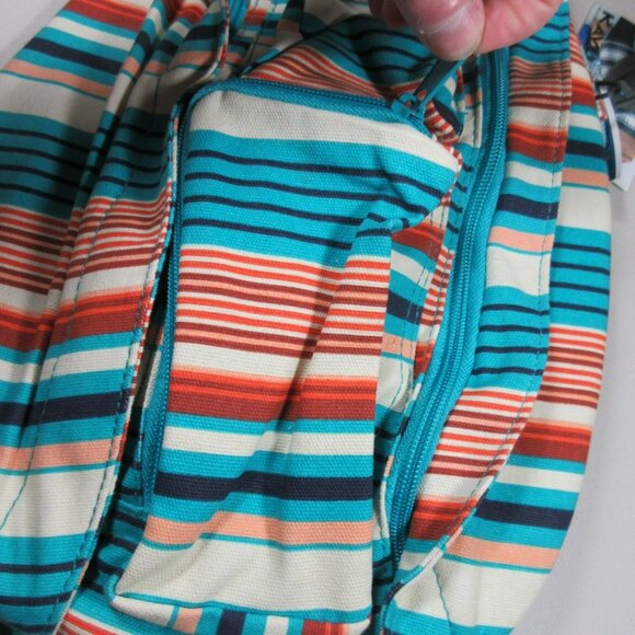 KAVU colorful offwhite striped canvas Banded Rope sling bag 11 x 17  NWT main image 12